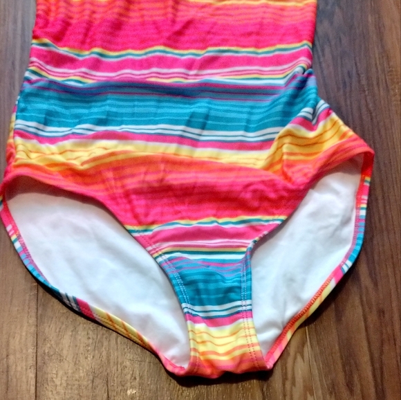 Cat & Jack Girls Size XL Speedo Swimsuit Swim One Piece Youth Multicolor Strip - Picture 4 of 14
